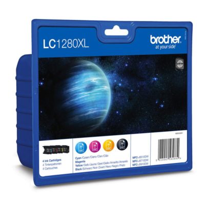 Brother LC1280XL Valbp Innobella™ Ink, High Yield Ink Cartridge, Black, Cyan, Magenta, Yellow 4 Pack, LC-1280XLVALBP